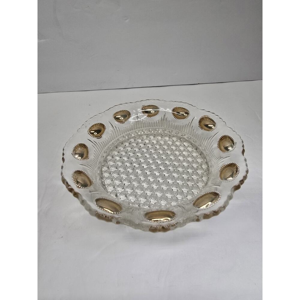 Antique EAPG Manhattan Clear Glass Bowl Gold Accents U.S. Glass Co. 1902–1910